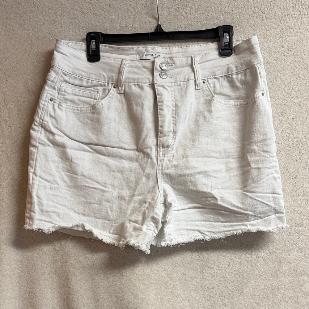 Royalty For Me White High-Rise Denim Cutoff Shorts
